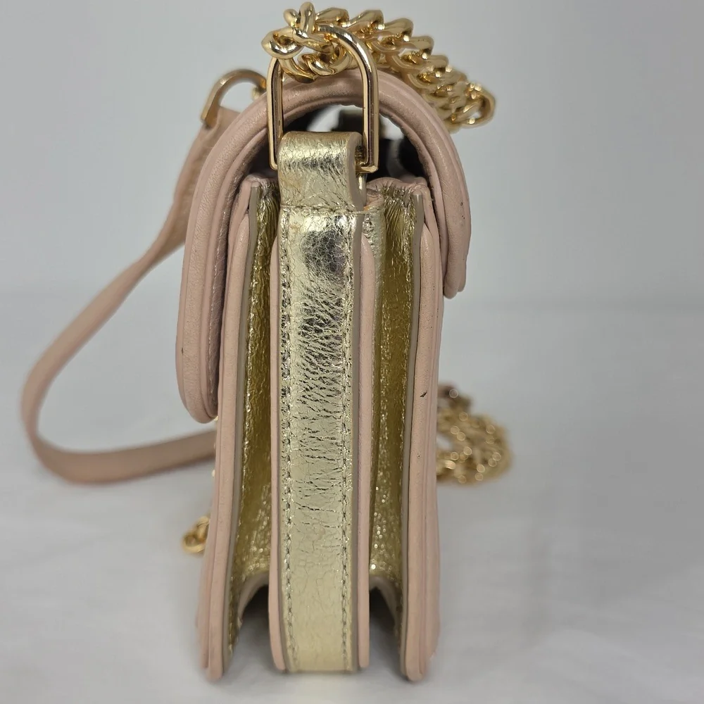 Tory Burch Peach/Gold Leather‎ Duet Chain Shoulder Bag